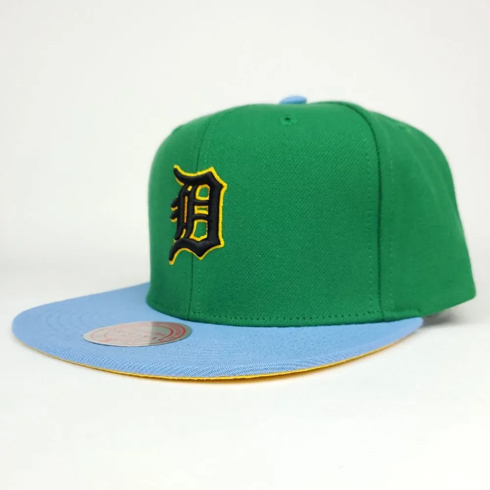 Detroit Tigers Mitchell & Ness MLB Snapback‎ Hat Cap 3D Logo Green Blue NWT